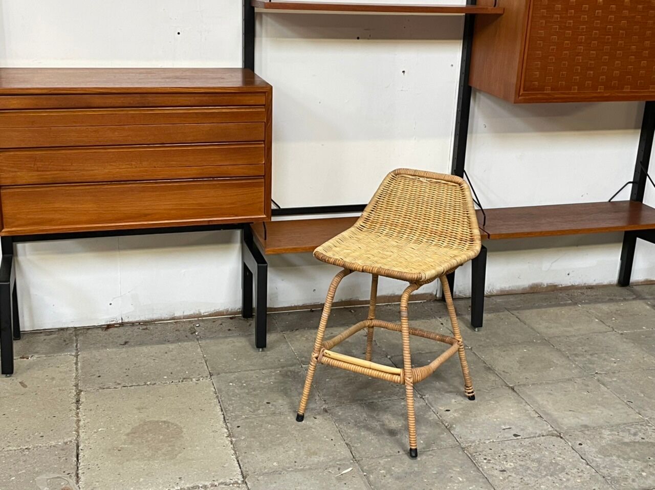 Vintage bar stool in rattan design Rohe 1960
