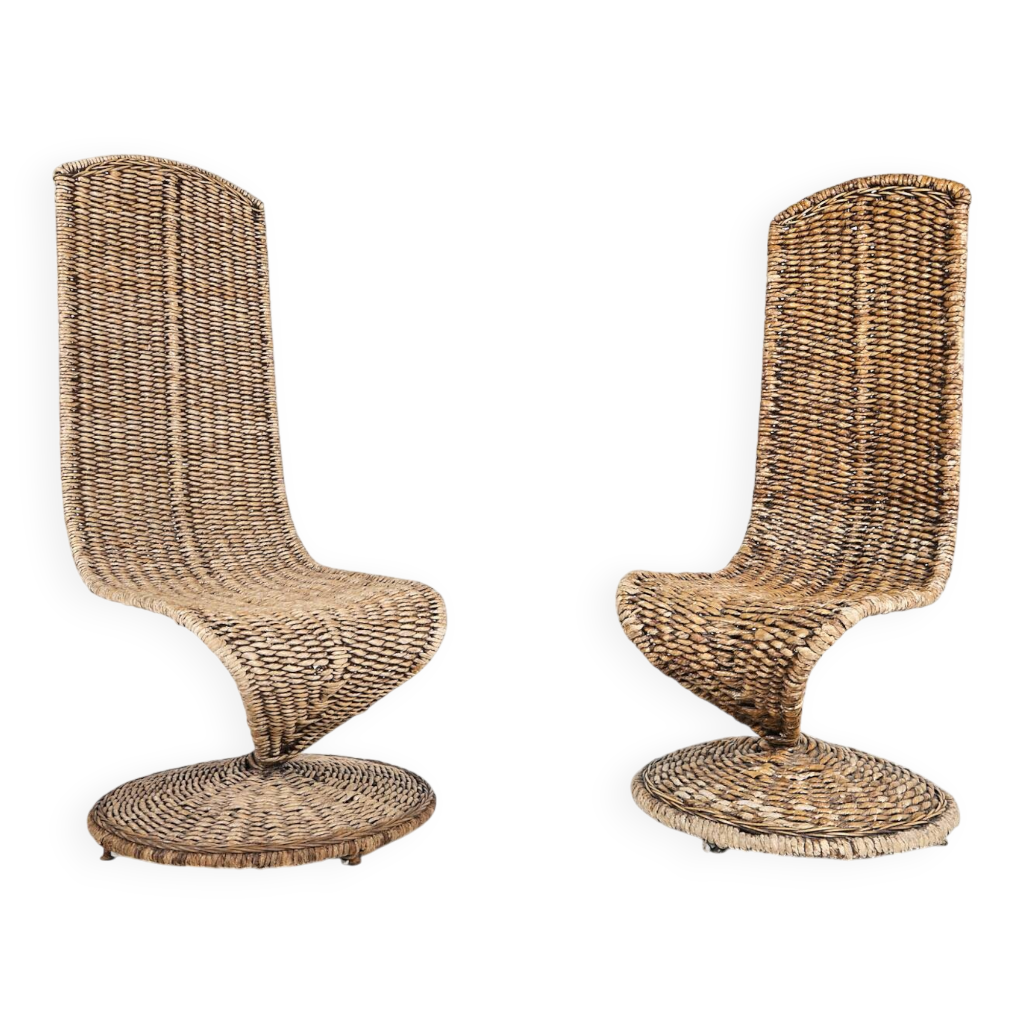 Paire de chaises sculpturales à dossier haut, années 1980, Italie