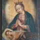Antique painting on copper - 17th/18th century - Virgin and Child asleep