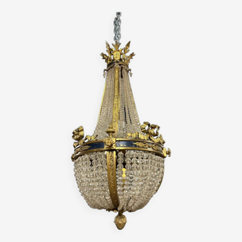 Lustre Montgolfière en bronze doré De Style Louis XVI d’époque Napoléon III