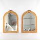Pair of rattan and copper mirrors