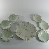 Art Deco Pistachio and Gold Leaf Plates Viloca Paris Caffarelli