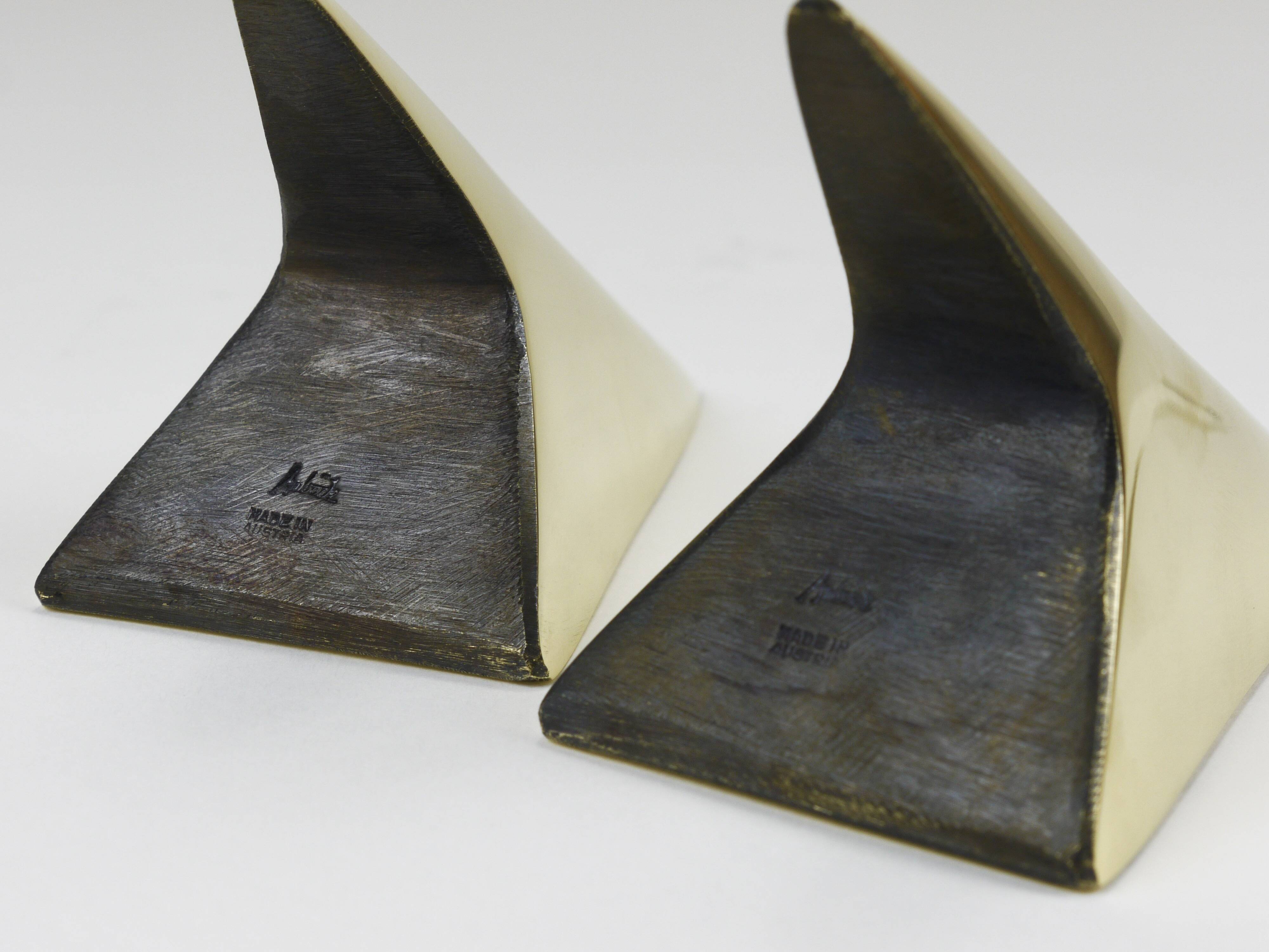 Pair Carl Auböck Minimalist Rocket Brass Bookends #3846, Vienna, Austria