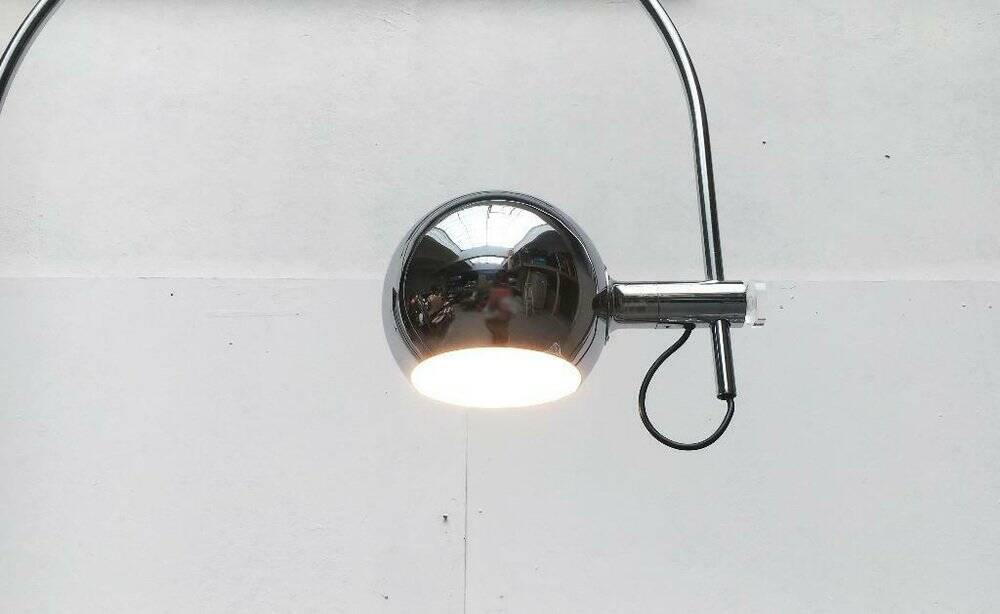 Chrome metal arc floor lamp Space Age mid-century by Cosack, 1960s