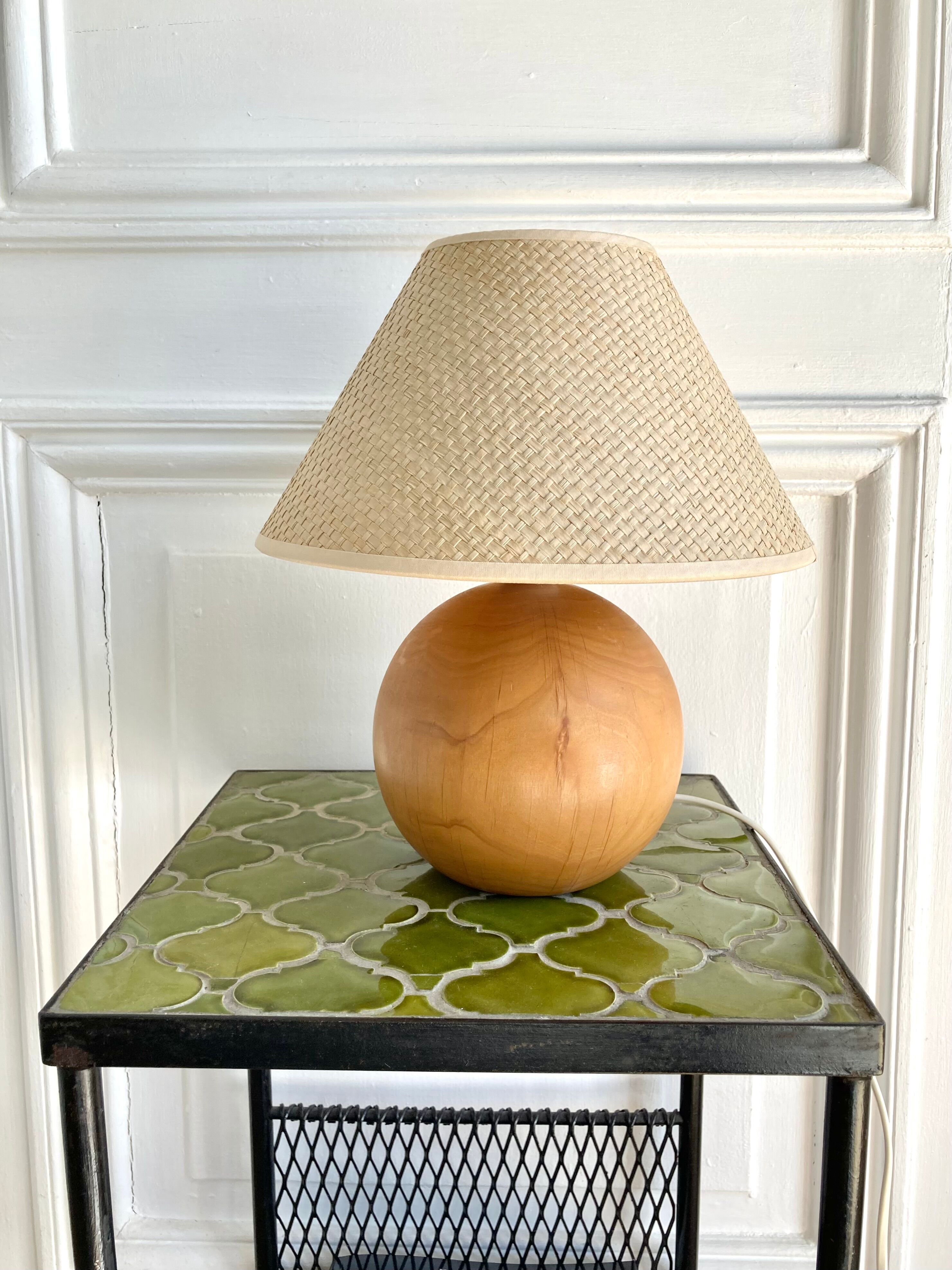 Blond wood ball lamp