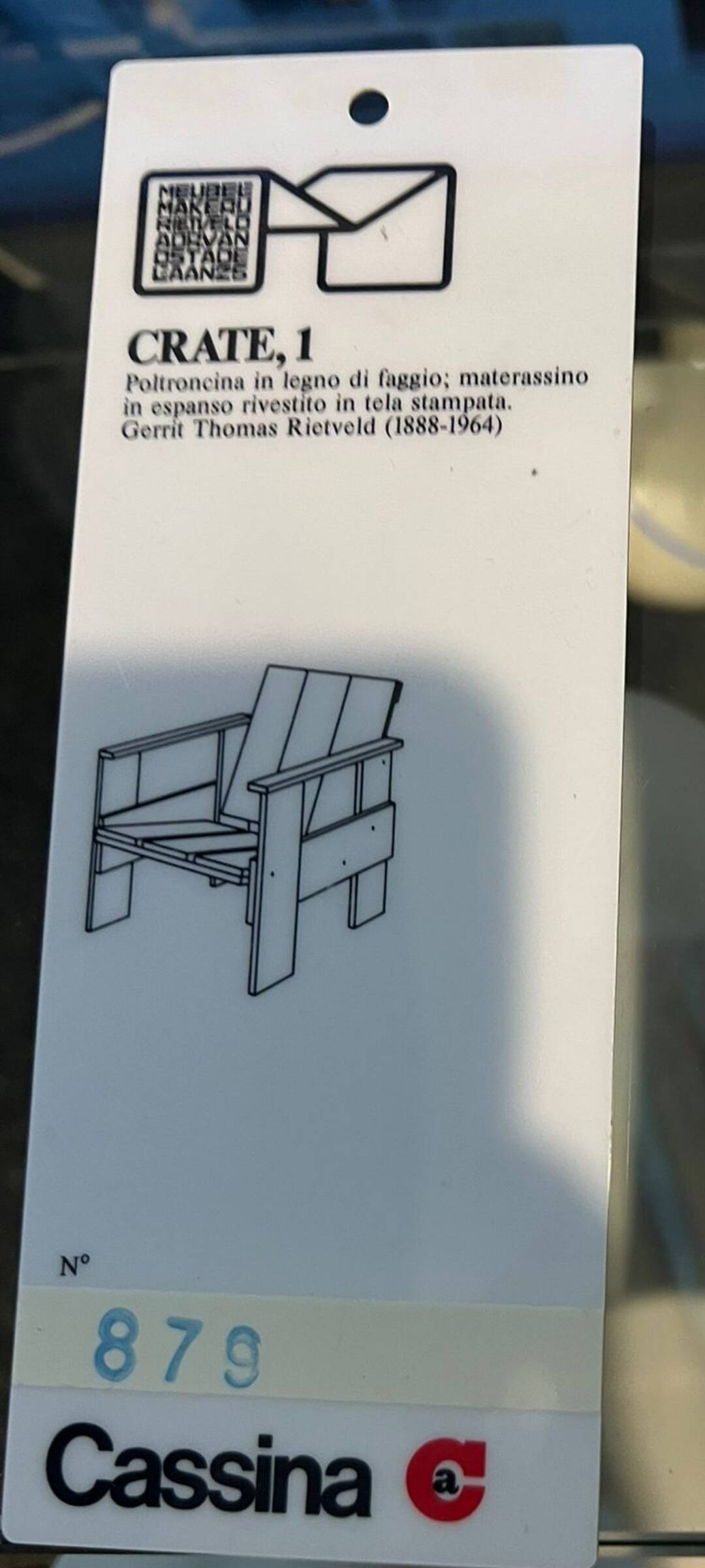 Poltroncina in legno di faggio Crate 1  by Gerrit Thomas Rietveld, 1980s