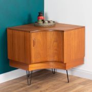 Retro Teak 1960s G Plan Fresco Corner Unit Bar Drinks Cabinet On Hairpin Legs