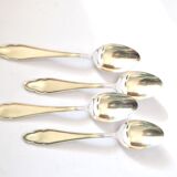 DEETJEN set of 4 silver-plated dessert spoons with a modernist scalloped design.