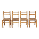 Chaises vintage en rotin et paille tissée, années 1960, lot de 4