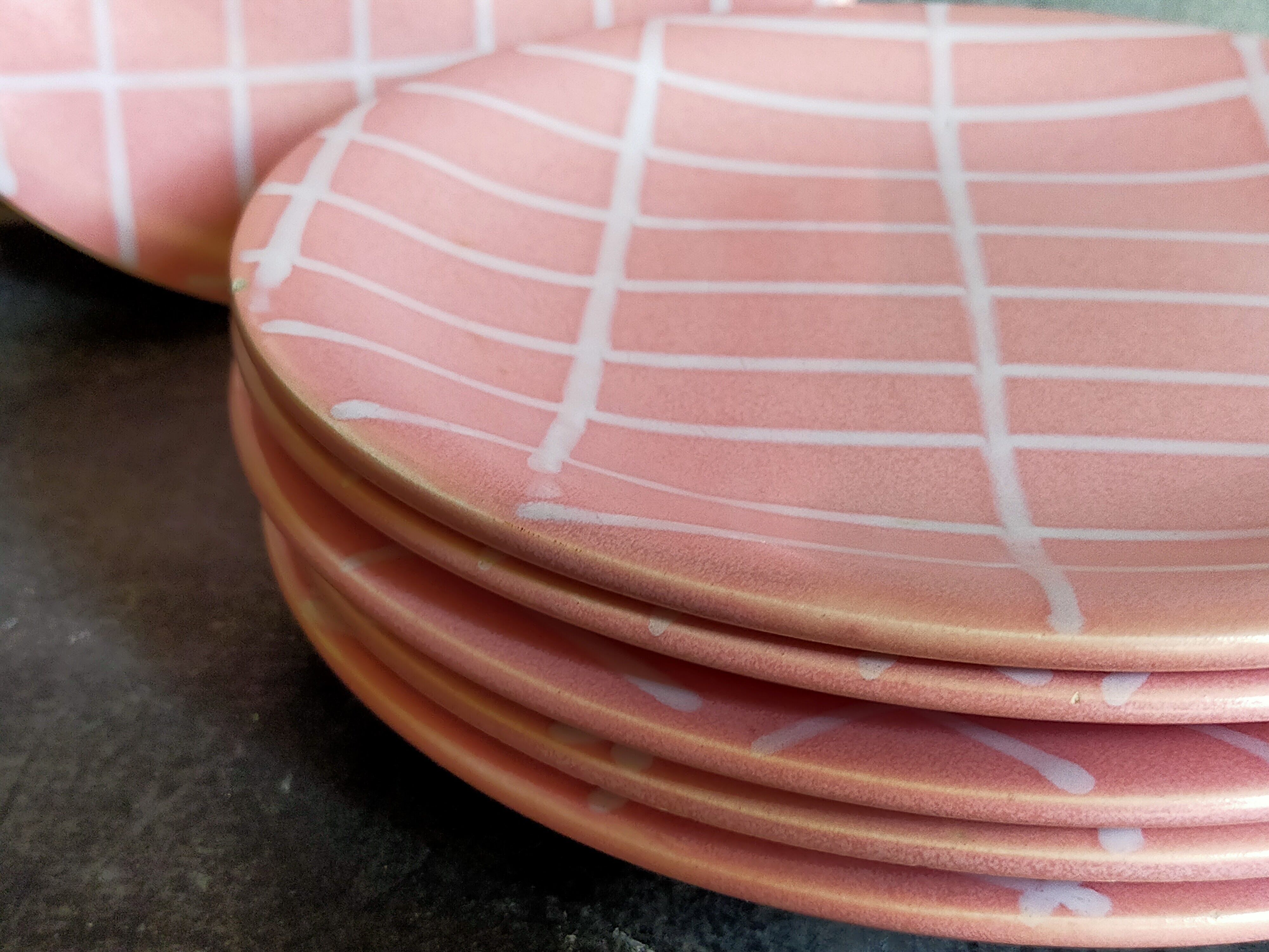 Six vintage Longchamp ceramic dessert plates