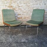 Chaises a coques et tissu  vert