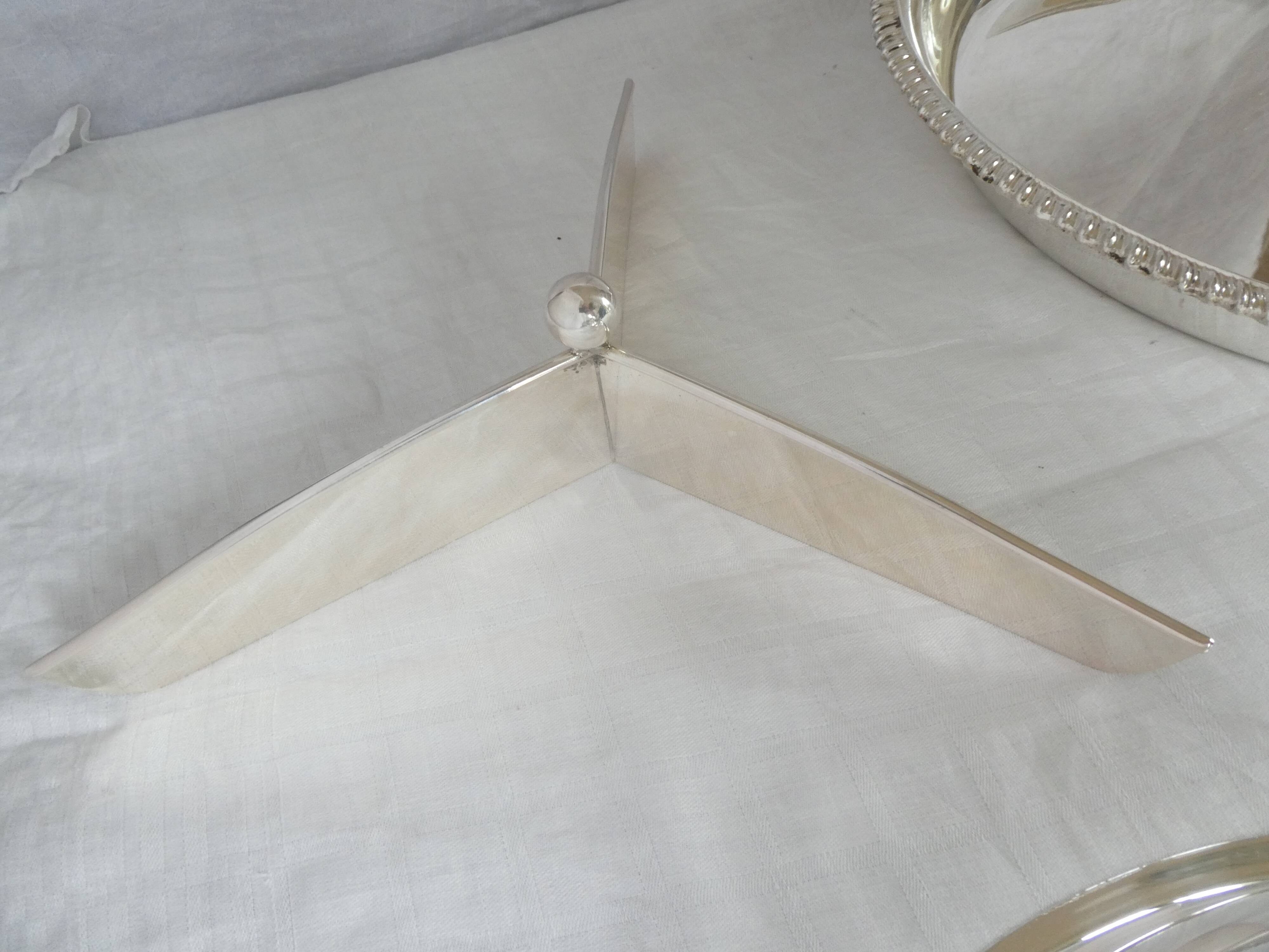 Rare large English silver-plated vegetable dish with compartments