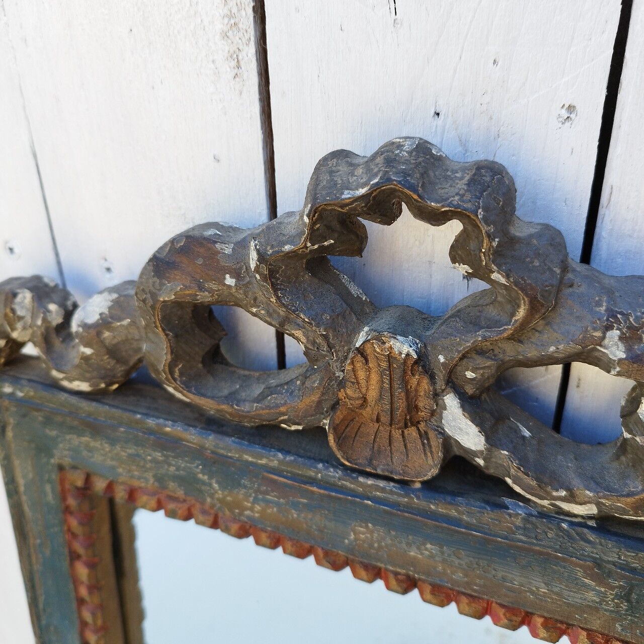 Louis XV style mirror wood and pediment