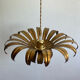 Ceiling lamp pendant in aged gilded metal palm leaf