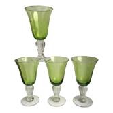 Lot de 4 verre à vin en verre bullé de Biot verts années 70