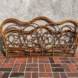 Vintage 2-person rattan headboard bed