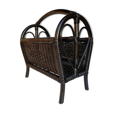 Vintage rattan magazine rack