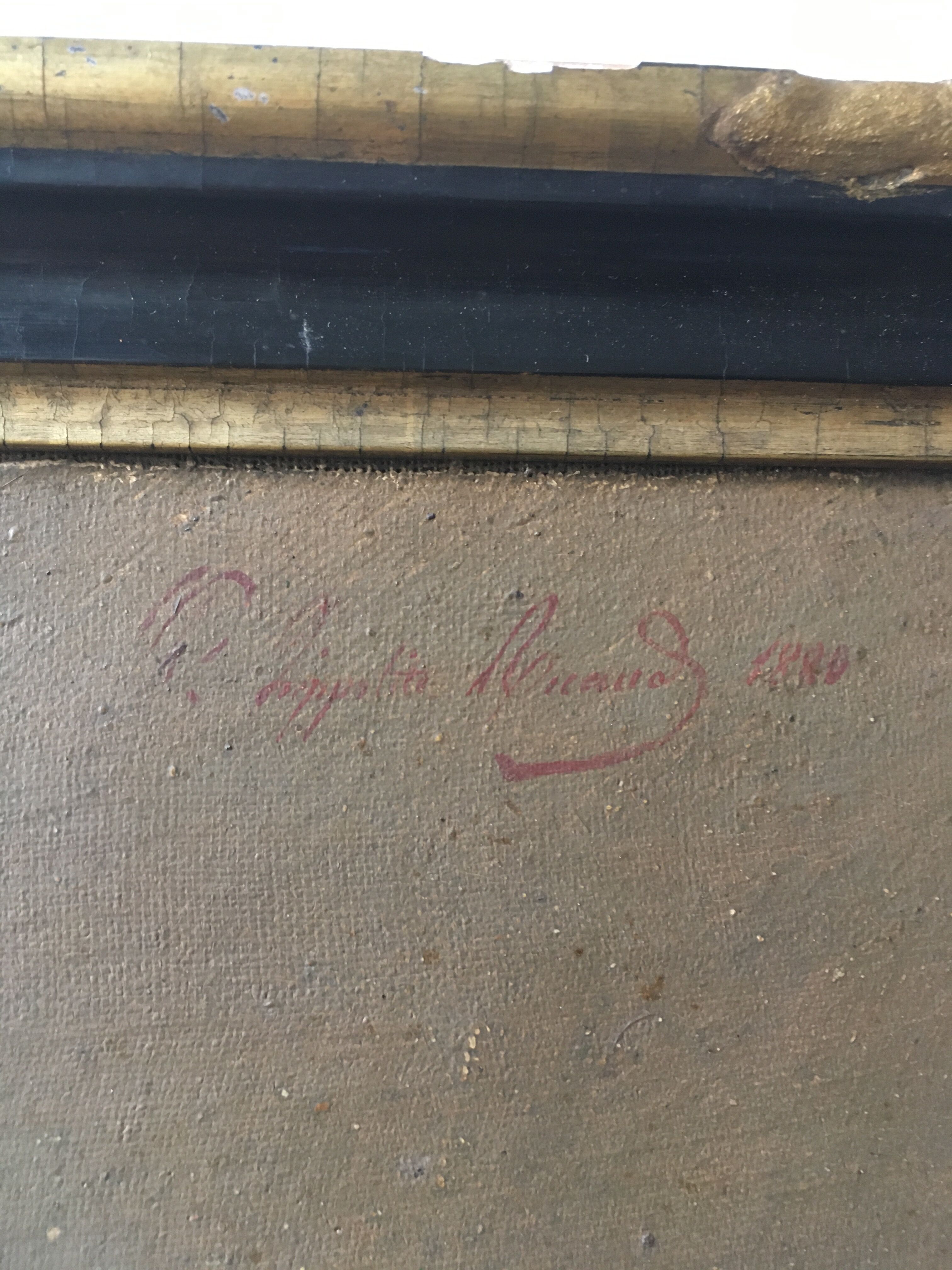 Portrait signed oil , date 19th ieme