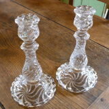 Set of 2 torches candle holders crystal Baccarat model Bamboo
