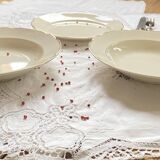 Lot de 3 plats de service plat Villeroy et Boch faïence ancienne couleur beige et dorure ACC-7260