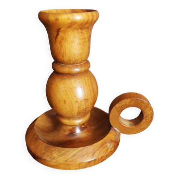 Vintage olive wood hand candle holder Oliv art made in Spain