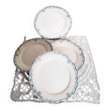 Flat plates (4) in Sarreguemines earthenware, Terre de fer Digoin, Vaucluse model