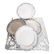 Flat plates (4) in Sarreguemines earthenware, Terre de fer Digoin, Vaucluse model