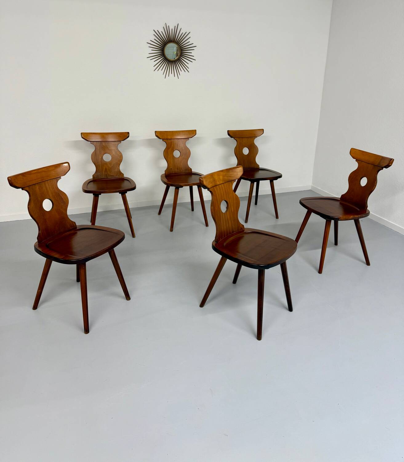 6 vintage 60s bistro-look dining chairs