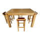 Table haute en bois massif extensible + 4 tabourets