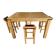 Table haute en bois massif extensible + 4 tabourets