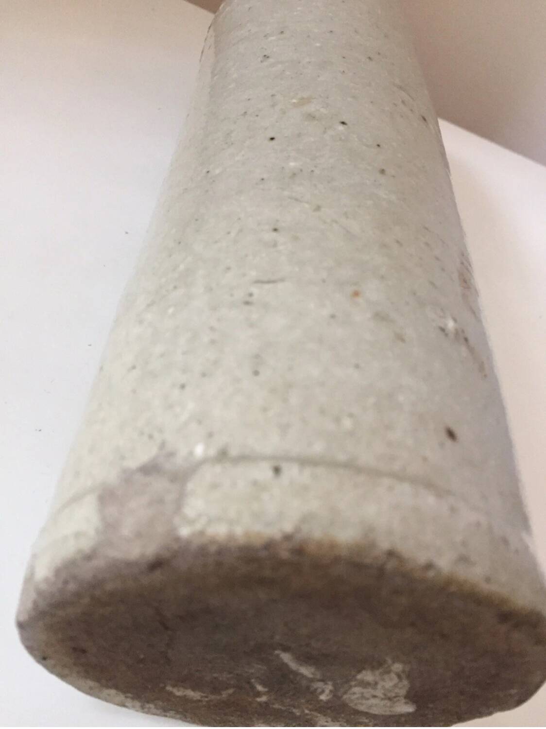 Antique grey stoneware bottle with vintage handle