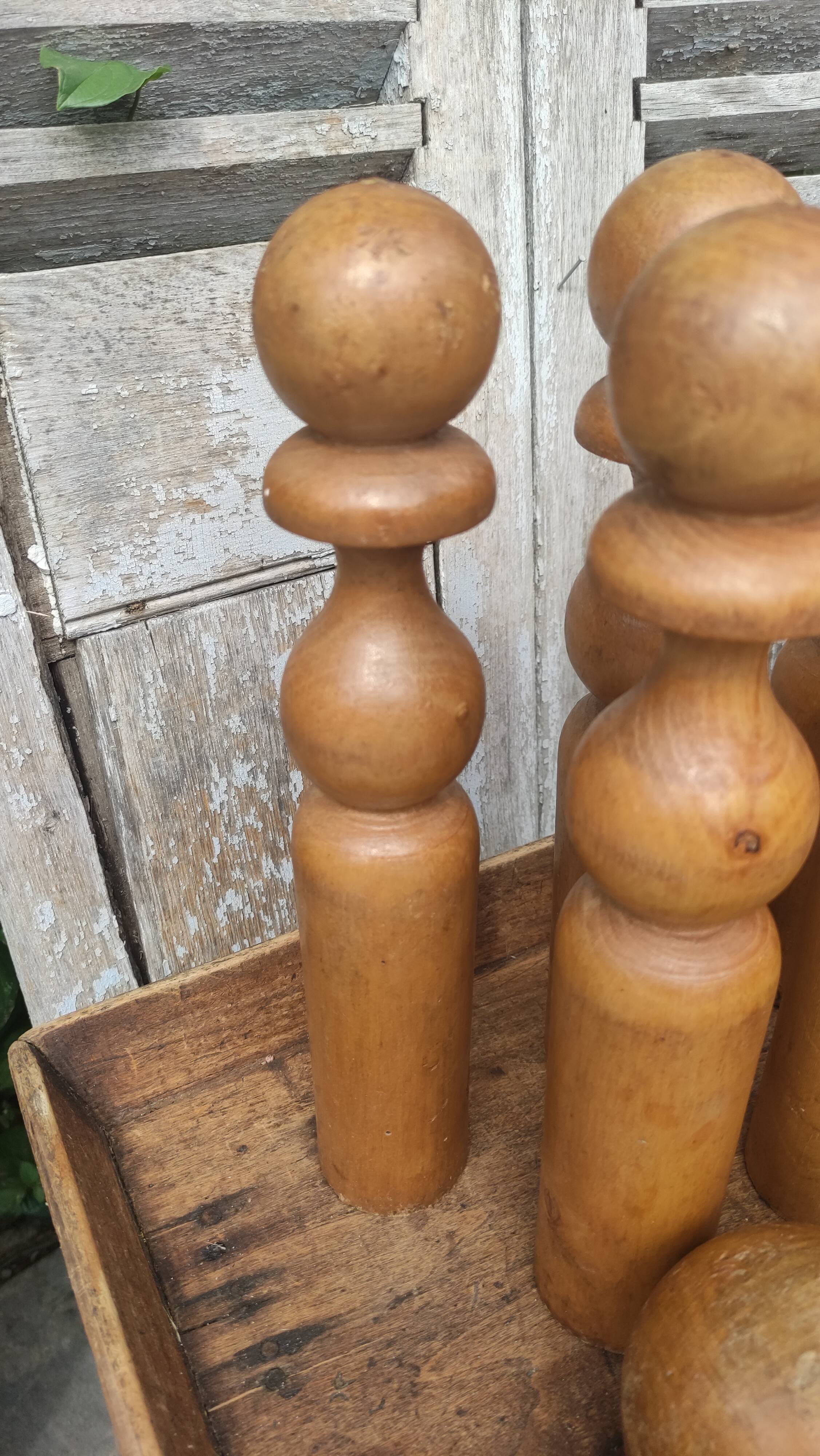 Old vintage wooden bowling game