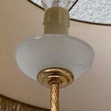 Vintage brass floor lamp in scale and opaline 1950