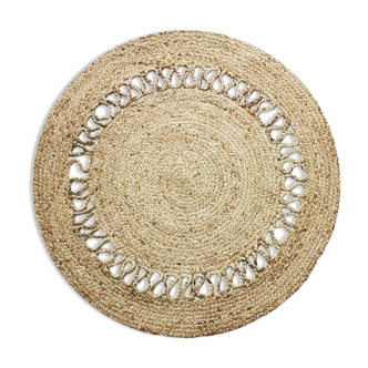 Tapis rond en jute 160 cm motif ajouré