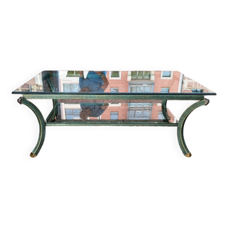 Pierre Vandel coffee table with two glass trays