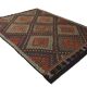 Tapis Kilim vintage fait main bordeaux et vert 7x10, 220x296 cm
