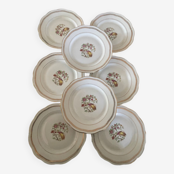 8 assiettes à dessert en porcelaine fine française