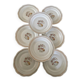 8 assiettes à dessert en porcelaine fine française