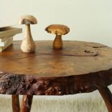 Side table, low brutalist made from tree stump.