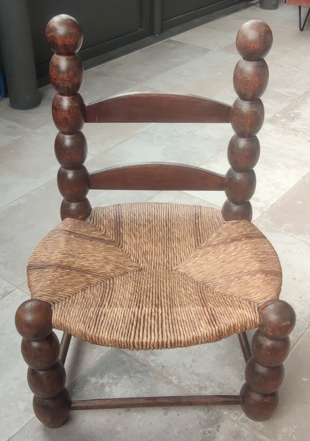 Rustic chair turned wood / design 20 th century