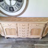 Low buffet in renovated solid cherry wood – Revisited Louis XV style – 250 cm