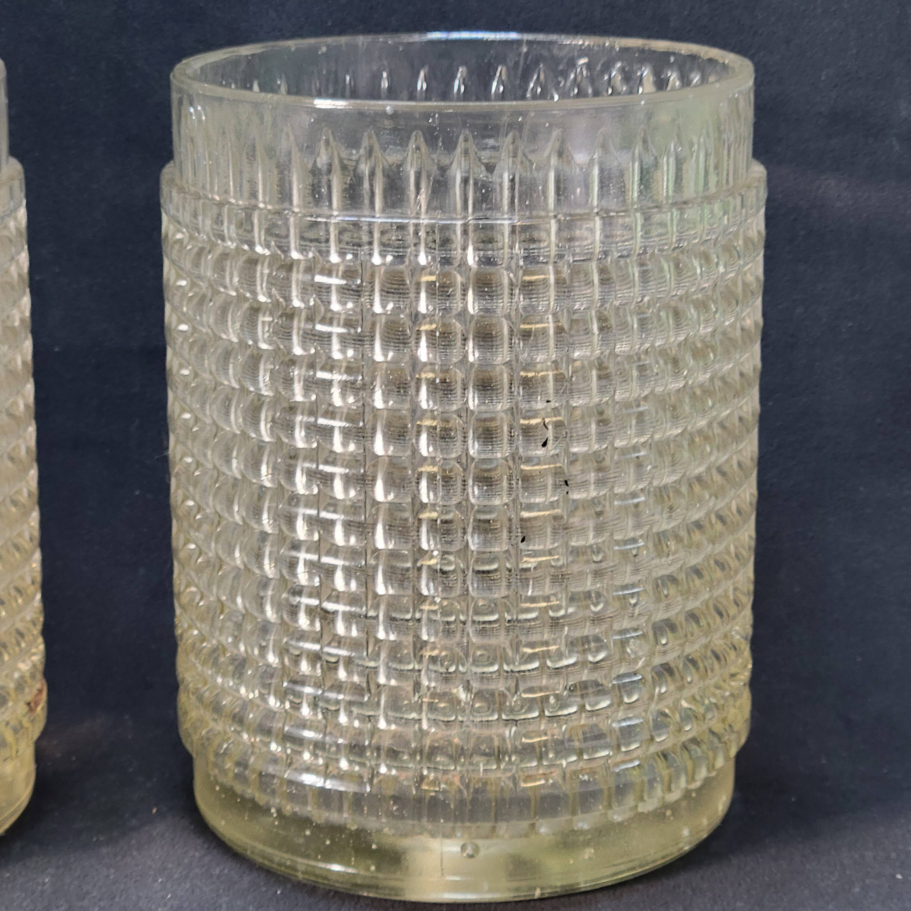 Pair of globe lampshades for wall lamp or lighting lamp in molded pressed glass