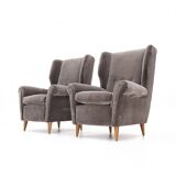 Set of grey velvet armchairs, 1950s.