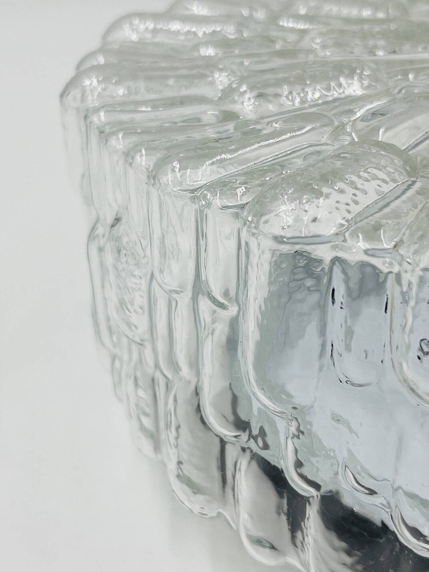 Massive modernist ceiling light in moulded glass