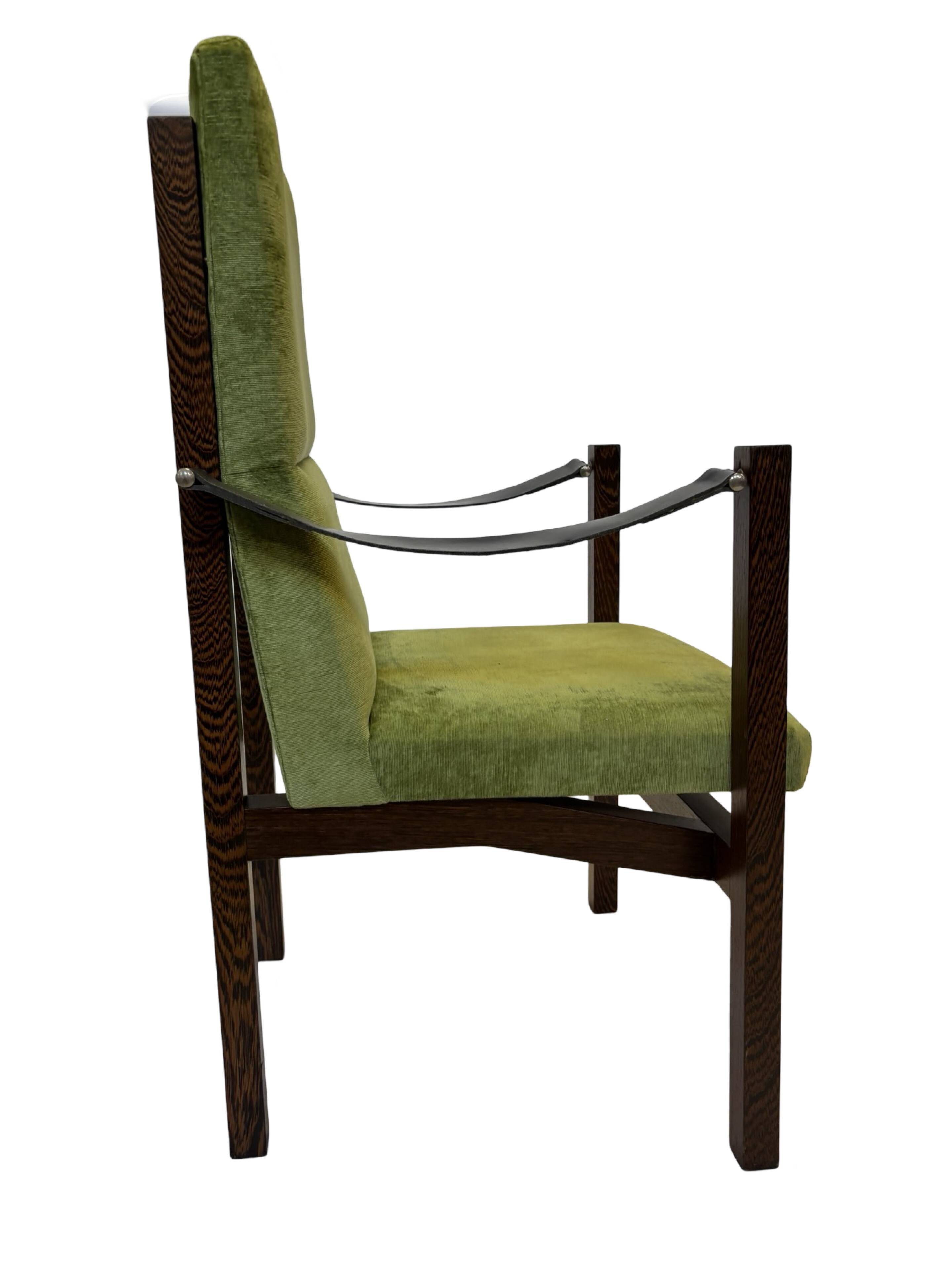 Vintage armchair solid wenge design 60s leather armrests design