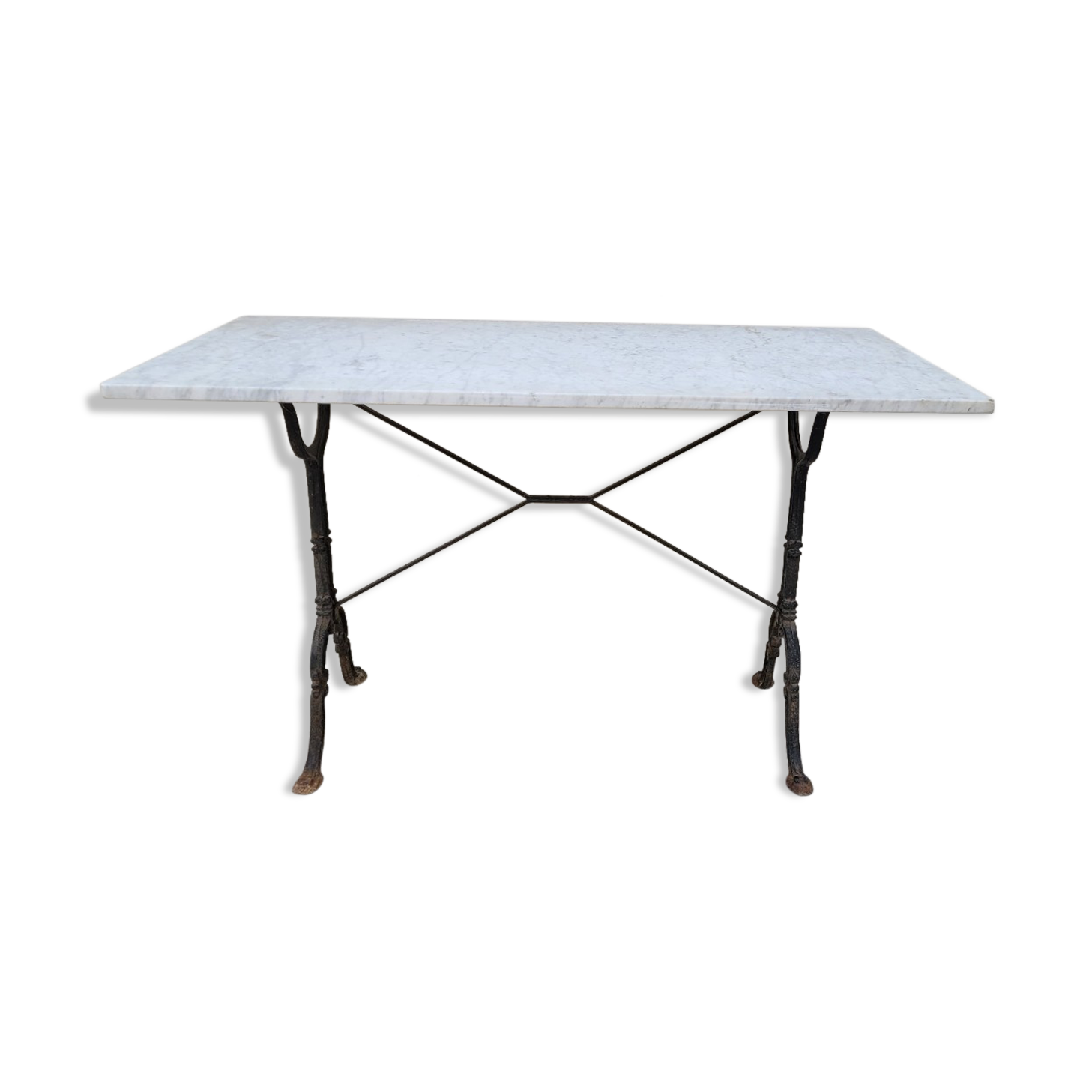 Restaurant bistro table in marble and cast iron signed godin