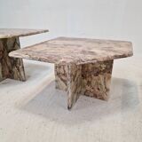 Set of 3 italian marble coffee or side tables, 1970s