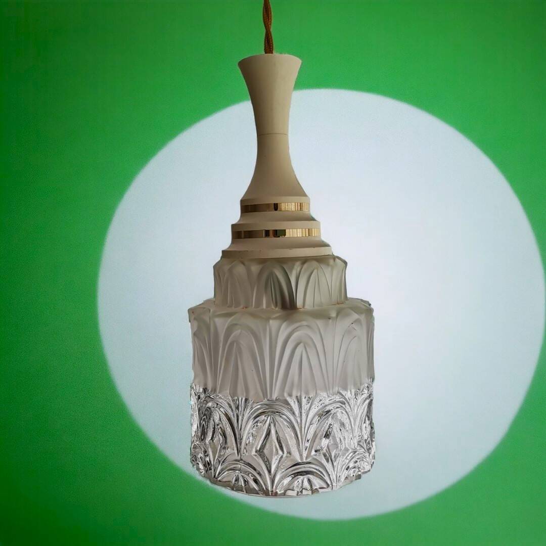 Small mid century clear glass hanging lamp