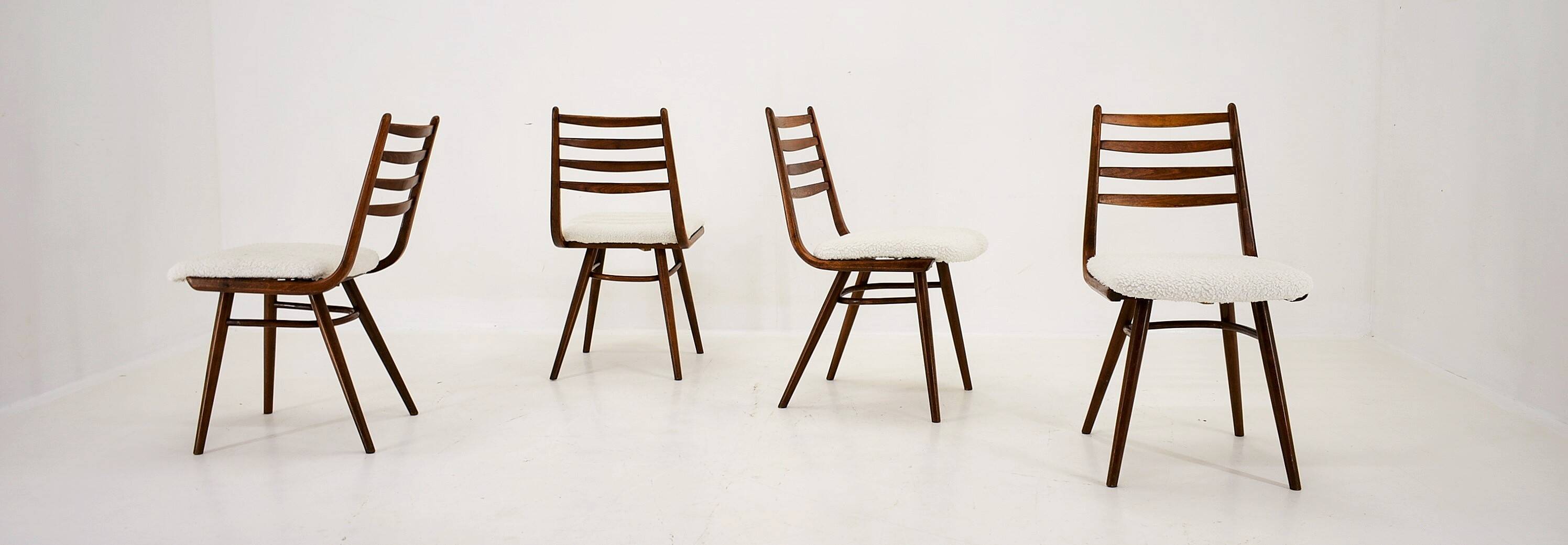 1960s Set of Four Dining Bentwood Chairs by Ton, Czechoslovakia