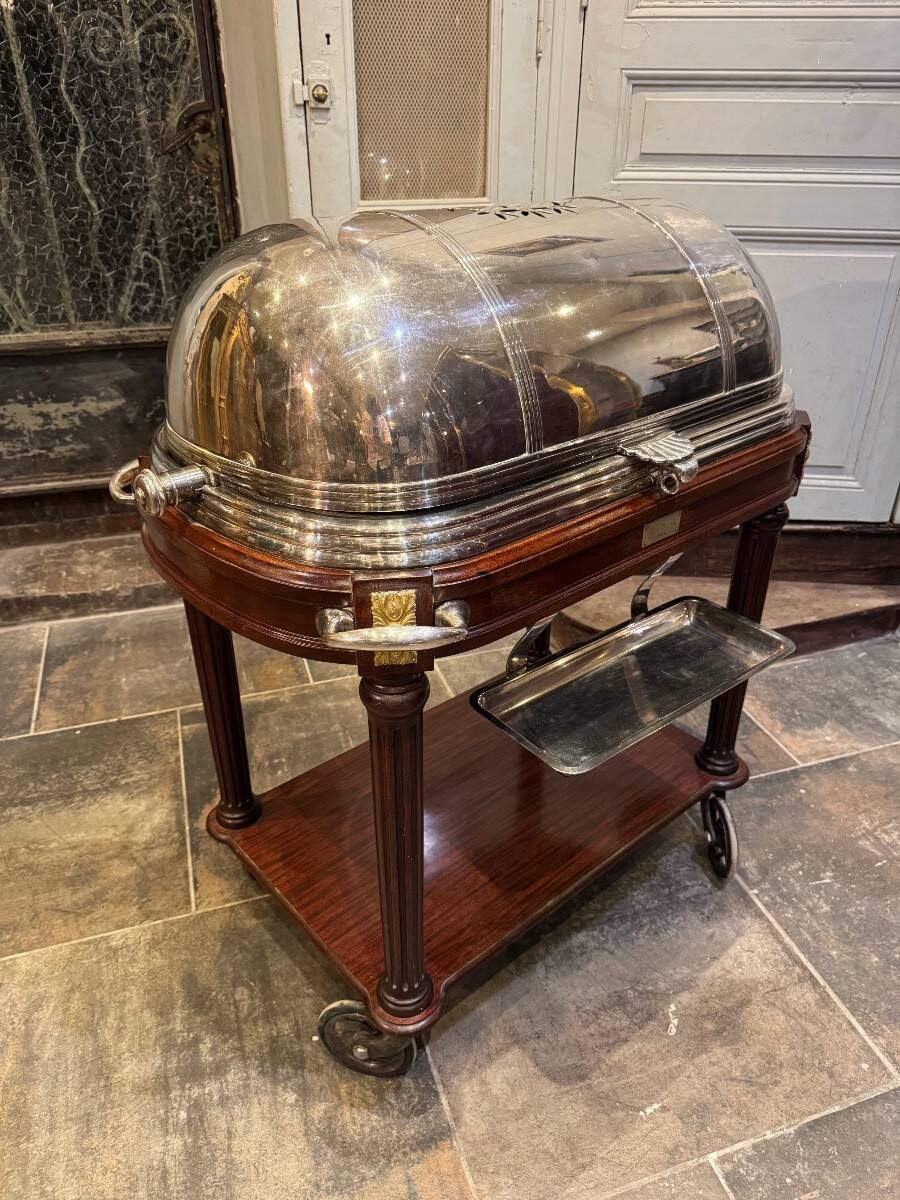 Silver-plated metal cutting trolley in the Louis XVI style